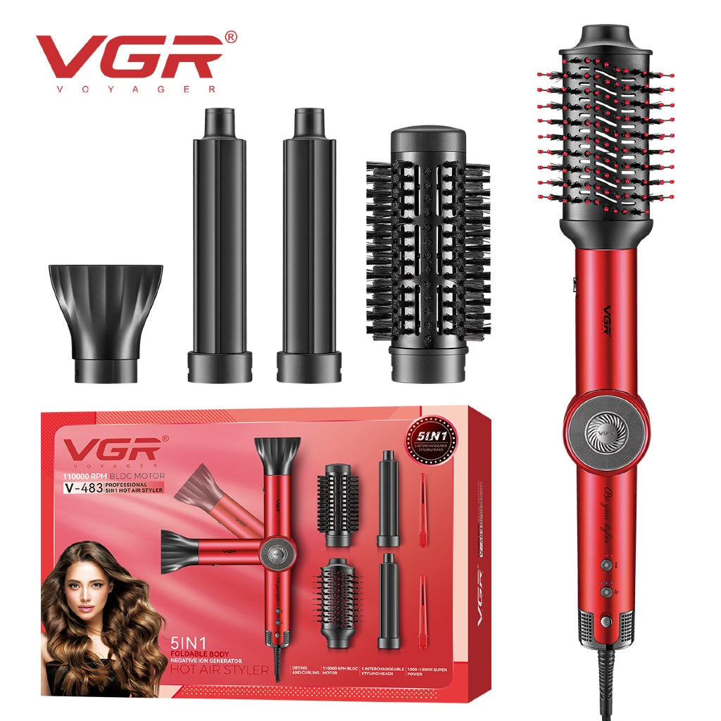 مصفف شعر احترافي 5 في 1 يعمل بالهواء الساخن VGR V-483