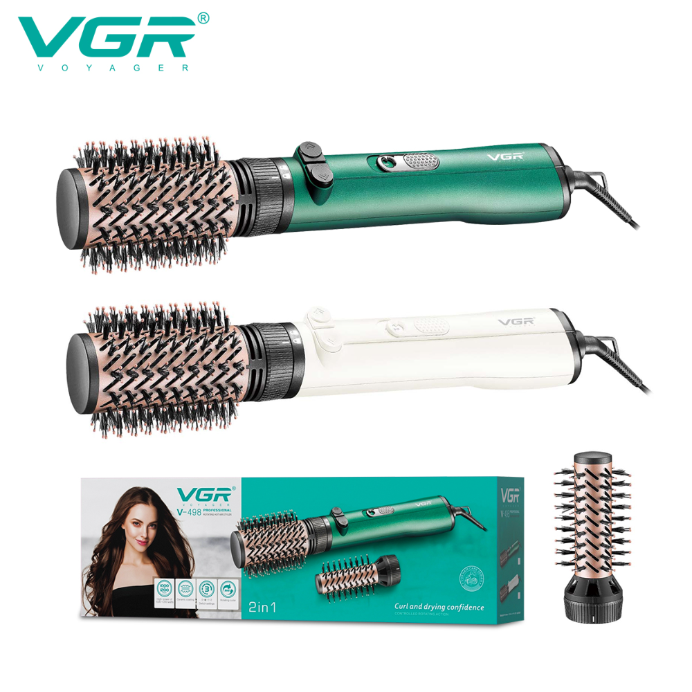 فرشاة ومصفف شعر احترافي دوارة تعمل بالهواء الساخن VGR V-498