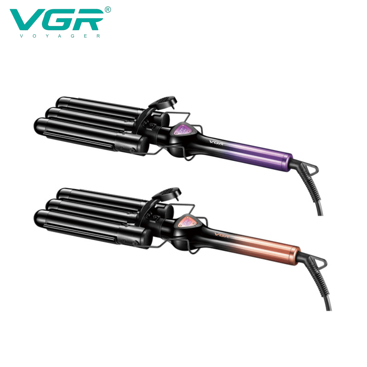 مكواة تجعيد شعر احترافية بثلاثة أسطوانات VGR V-590