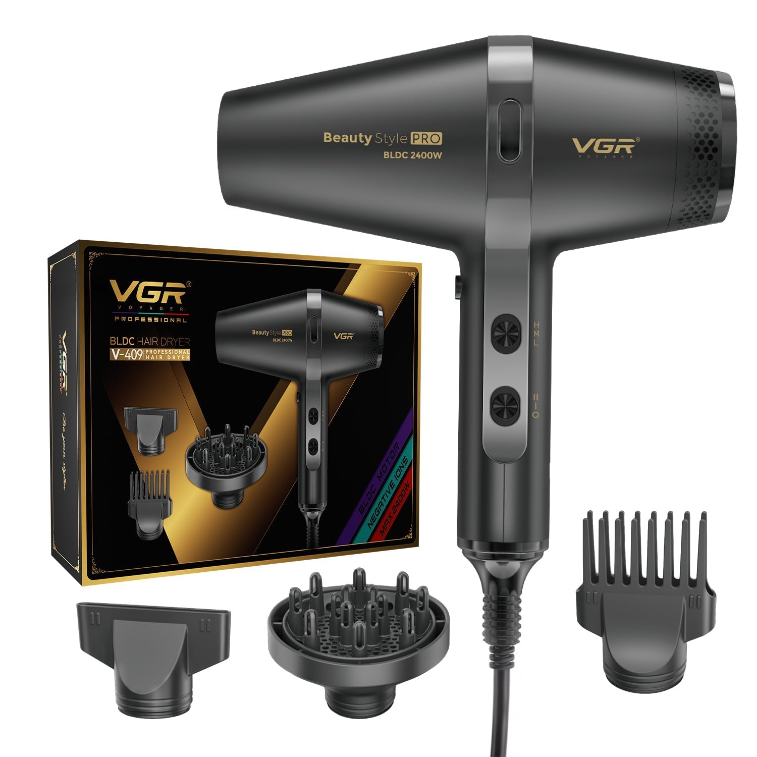 Bldc 2400W مجفف شعر إحترافي برو VGR V-409